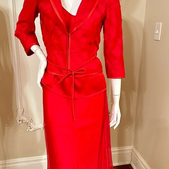 Escada Red Bolero Jacket  And Top Size 36 Flowy Skirt Size 34  / 3 Piece’s - Picture 11 of 15